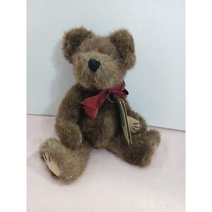 Boyds Bears plush Paxton P Bean jointed brown Teddy red bow 11" tag Vtg 90's